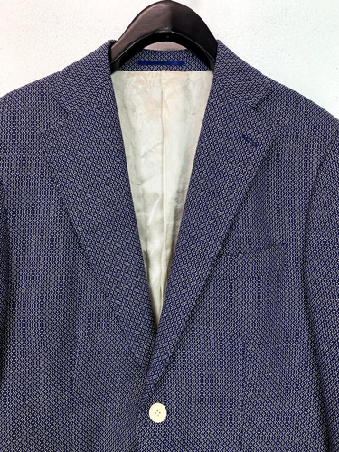 Clement Church Loro Piana Blazer Linen Tweed Blue Dotted Pattern Size 48 - Picture 3 of 11