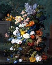 20 Tiles Art Bouquet Flowers Vase Mural Ceramic Backsplash Bath Tile 2385