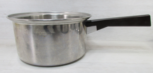 Vintage West Bend Dura-gleam Pot/Pan Set of 3 MCM Brown Handles 3 Ply Stainless - Picture 3 of 24