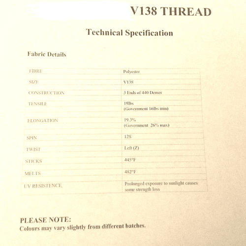 Sunstop Bonded Polyester V138/M20, sailmaking, awnings, tents, tarpaulins - Picture 5 of 17