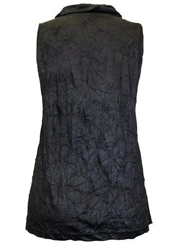 bpc Black Women's SIZES 14-32 Sleeveless Cowl Neck Button Tunic Top Blouse - Picture 2 of 5