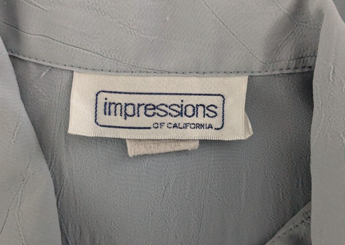 IMPRESSIONS Of California Blue Chiffon Short Sleeve Blouse; Buttons; Size 18/20 - Picture 4 of 5