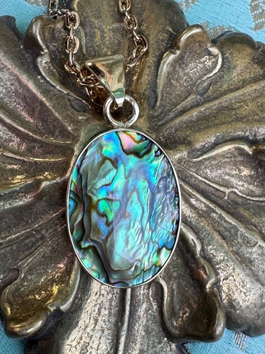 Charles Albert Iridescent Abalone & Alchemia Gold Handcrafted Pendant Necklace - Picture 13 of 23