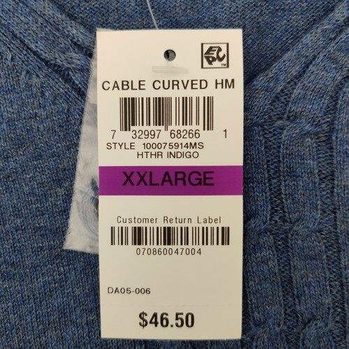 Karen Scott Damenpullover blau Mittelkabel V-Ausschnitt gerippter Kragen Manschette Saum Gr. XXL - Bild 7 von 7