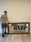 vtg Harp Larger 34X65 giant mirrored beer advertisement sign man cave decoration
