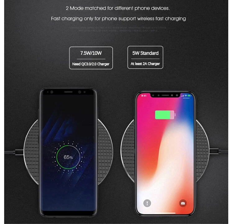 10W Metal Qi Wireless Charger Fast Charging Mat For iPhone XS Max Samsung S10 S9 - Image 3 of 4