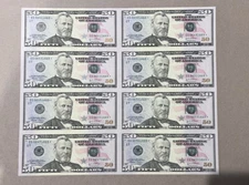 2004 $50 STAR Notes UNCUT Sheet of 8 Uncirculated $400 Face Value (DHJ)