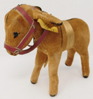 Vntg 1950-60s 12cm Steiff #1412,00 Donkey Tan Velvet, Red Reins, 2 Ids