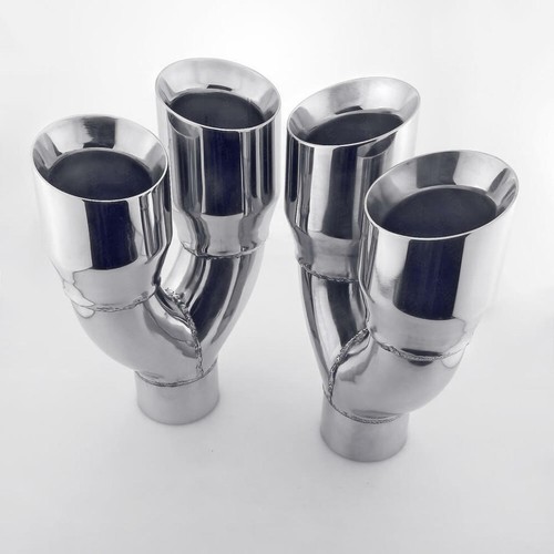 Stainless Steel Exhaust Tips Quad 4" Out 3" Inlet Staggered Dual Wall Angle Cut - Bild 5 von 7