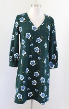 Ann Taylor Factory Green Blue Floral Print Balloon Sleeve Shift Dress Size S