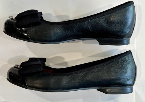 BRIGHTON BOW BLACK LEATHER PATENT TOE JEWELED FLATS WOMEN'S US 7.5M b36 - Picture 6 of 9