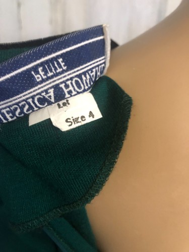 Vintage 70er Jessica Howard Strickkleid Gr. 4 smaragdgrün Fit & Flare Samtbesatz - Bild 15 von 15