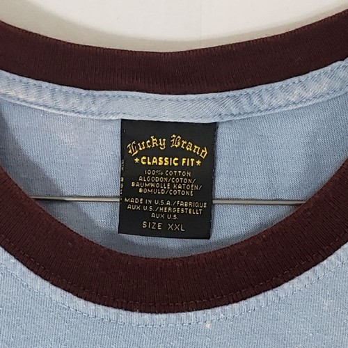 Lucky Brand Crewneck T-Shirt Men's Blue Maroon 2xl SLIM-FIT 100% Cotton - Picture 4 of 6