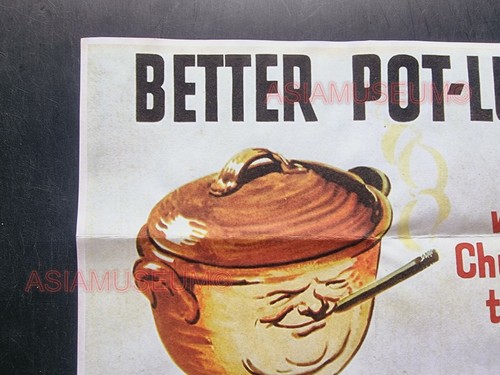 1942 WW2 USA AMERICA DON'T WASTE FOOD POT LUCK CHURCHILL PROPAGANDA POSTER 457 - Picture 5 of 11