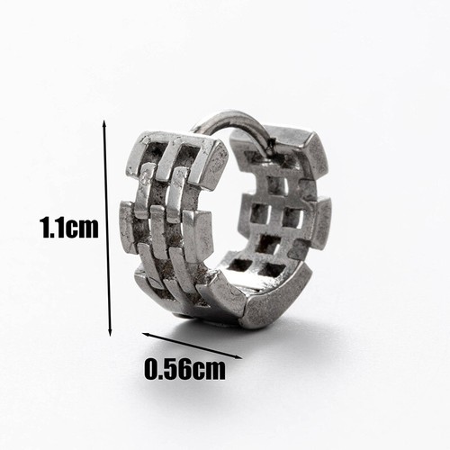 Mens Stainless Steel Gothic Hoop Earrings Punk Retro Hoop Huggie Earrings Gifts - Picture 9 of 23