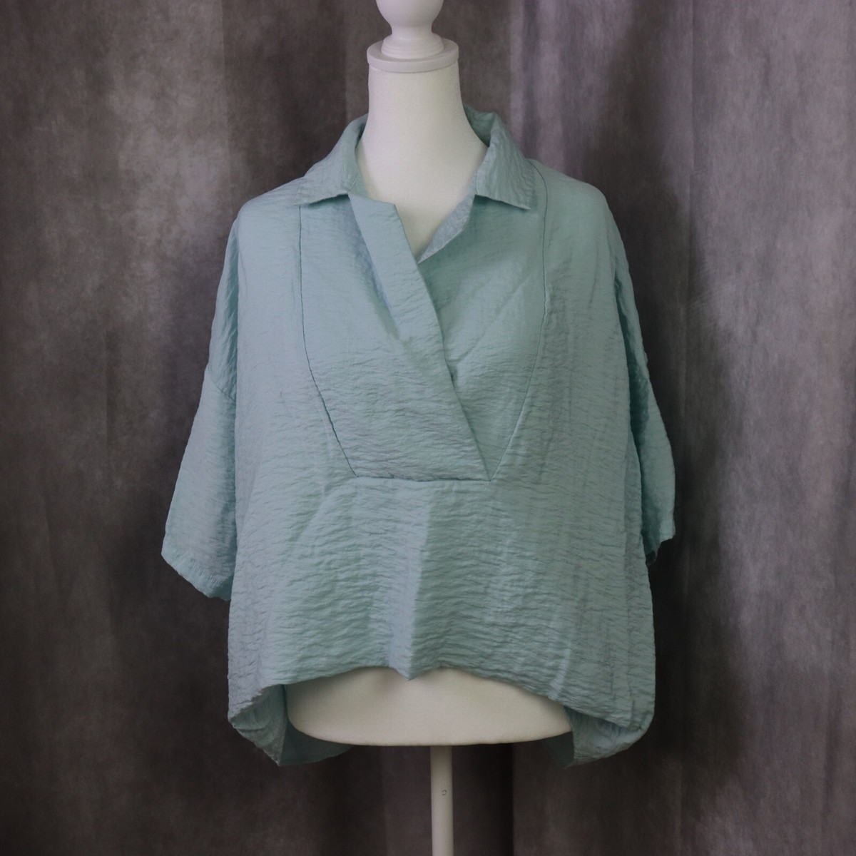 Anthropologie Top Womens XS Blue the Dylon Short Sleeve Wide 