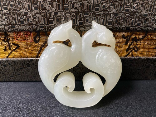 China Exquisite Natural Hetian Jade Hand-carved Phoenix Bird YuPei Pendant - Picture 2 of 5