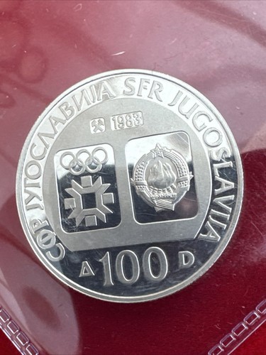 YUGOSLAVIA 1983 Silver .925 Coin 100 Dinars KM # 98 XIV OLYMPIC WINTER GAMES - Picture 8 of 9