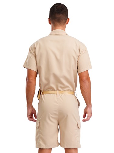 Mens Jumpsuit Tracksuit Rompers Coveralls Bodysuit Bottom Purse Belt Stylish - Picture 6 of 26