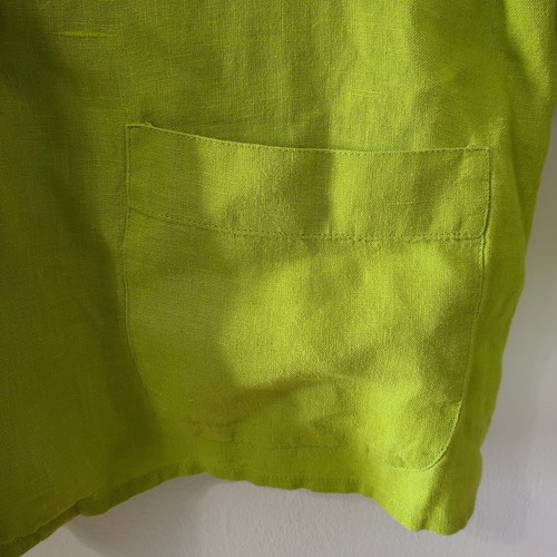 FLAX Women’s 100% Linen Blazer Pearl Button Long Sleeve Pocket Green Size M - Picture 7 of 7