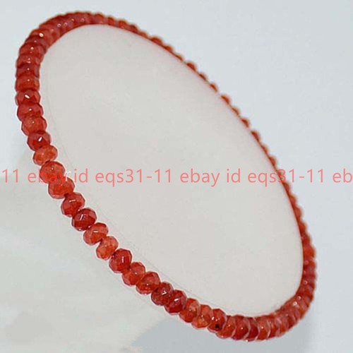Natural 2x4mm Faceted Red Carnelian Rondelle Gemstone Beads Bracelet 7.5'' - Picture 10 of 12