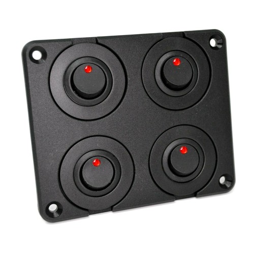Car Marine Boat 4 Gang Waterproof Circuit Rocker Switch Panel Breaker (RED LED) - Bild 1 von 12