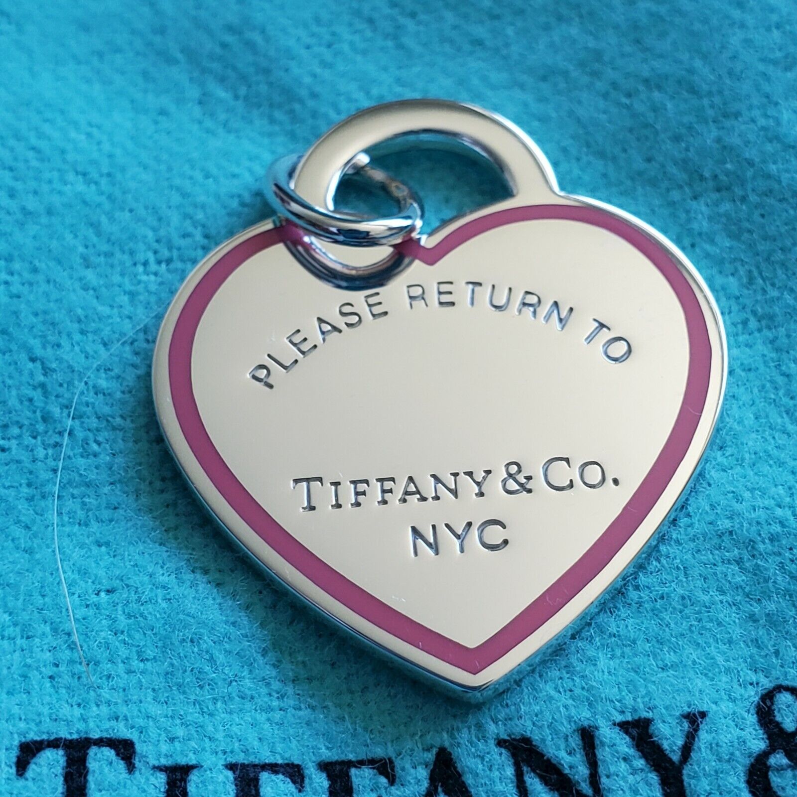 Return to Tiffany® Pink Heart Tag Charm in Silver, Small