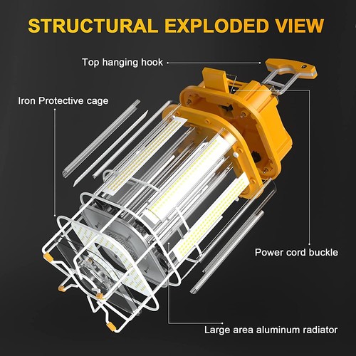80W LED Temporary Work Light Linkable Construction Jobsite Hanging Lamp 12000LM - Picture 4 of 8