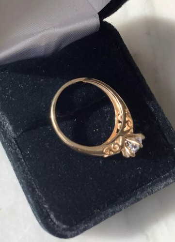 Diamonique 14k Victorian Style Solitaire CZ Size 9 - Picture 7 of 8