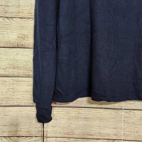 NWT Michael Lauren Blue Quarter Button V-Neck Shirt Top Ribbed Womens Size XS - Picture 13 of 14