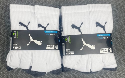 PUMA Men's WHITE Crew Sock 8-pair, 16-pair OR 24-pair NWT - Picture 10 of 11