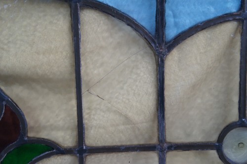 Antique Victorian Leaded Stained Glass Rose Window Panel Architectural Salvage - Picture 6 of 12
