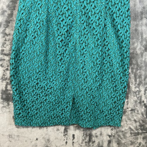 Adrianna Papell Dress Womens 12 Green Lace Shirred Holiday Evening Party Fairy - Picture 7 of 11