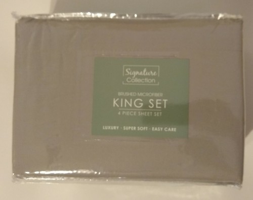 Signature Col Luxury Bed Sheet Set - King Solid Brushed Microfiber Wrinkle-Free - Picture 13 of 17