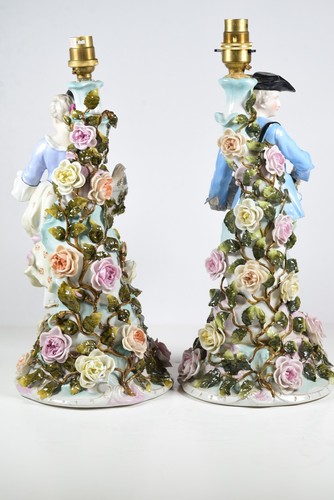 Antique 19th Century Pair Sitzendorf Porcelain Figural Candlesticks 33 cm - Picture 5 of 10