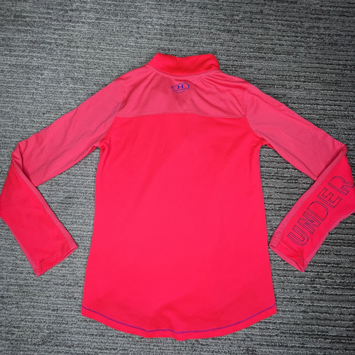 Under Armor Size L Girls Shirt Long Sleeve Active Quarter Zip Pink - Picture 7 of 10