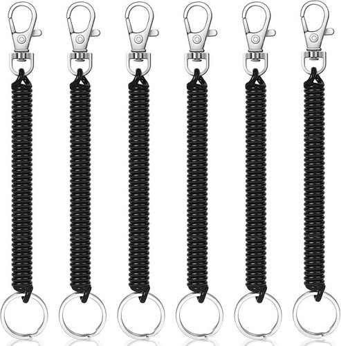 6 Stck. Spirale Einziehbare Feder Spule Schlüsselanhänger Diebstahlsicher Anti-Verloren Stretchschnur C - Bild 1 von 7