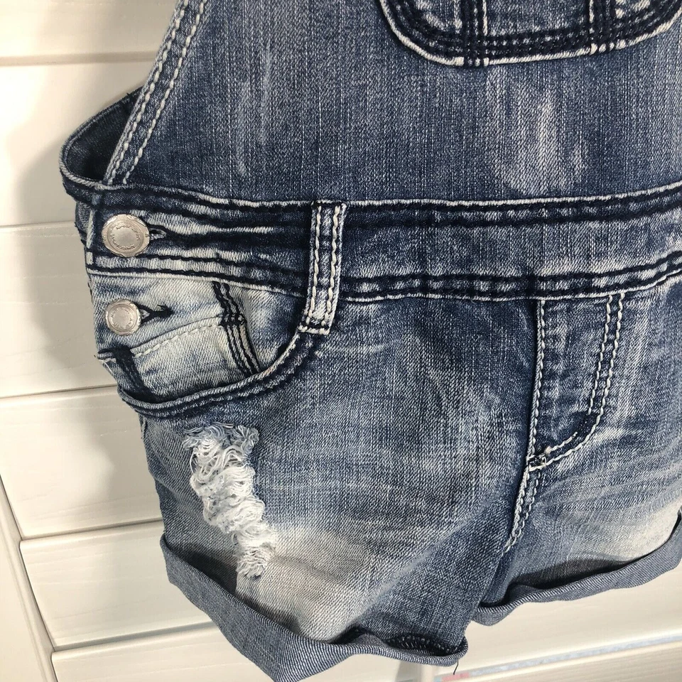 Mono corto con tirantes delantero juniors talla 7 azul vaquero desgastado elástico Foto 4 de 4