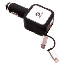 Retractable Car Charger 4.8Amp 2-Port USB 2-in-1 DC Socket Power for SmartPhones