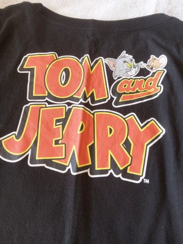 Size M/M Tom And Jerry Black Striped Tshirt - Picture 6 of 7