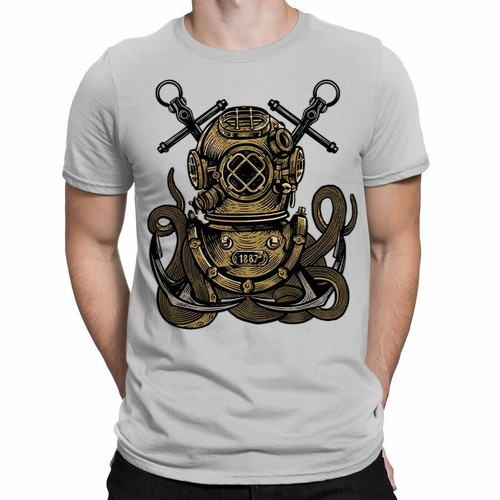 Diver Octopus Helmet Mens tshirt top T-Shirt - Photo 12 sur 20