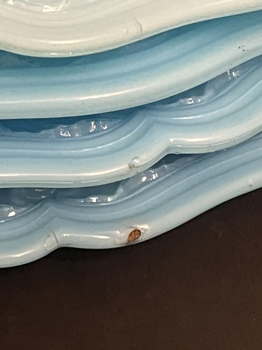 (4) 10-1/2” Portieux Vallerysthal Blue Milk Glass Coddled Egg Trays - Picture 2 of 12