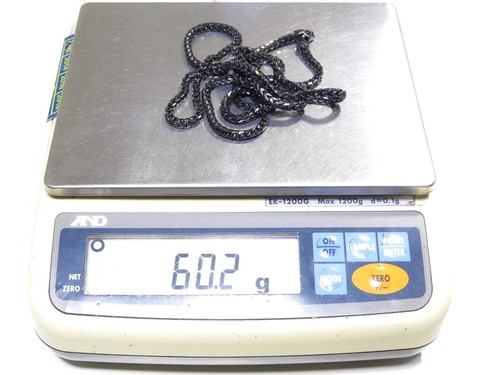 Cadena de collar de plata con eslabones Franco de PVD negro de 60,2 gramos 36,50 pulgadas  - Imagen 6 de 6