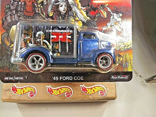 2019 Hot Wheels Premium Marvel X-Men '49 FORD COE Blue w/Real Rider RL Gray 5 Sp - Picture 2 of 5