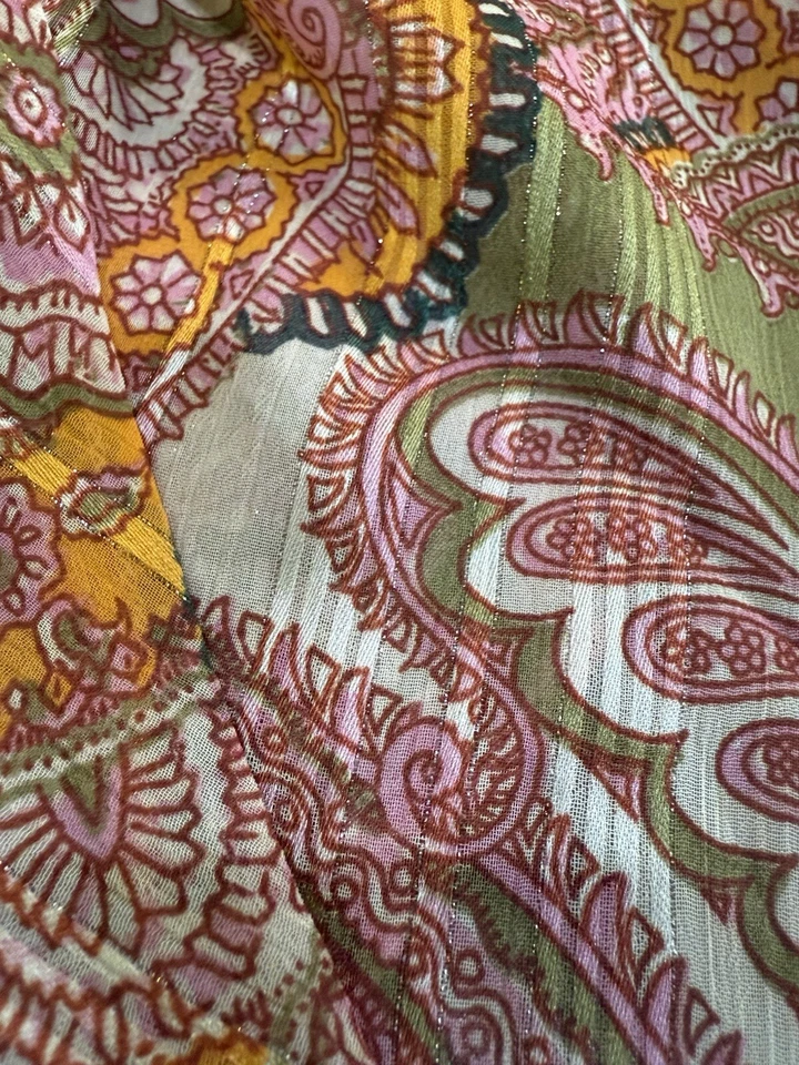 Bcbg Generation One Shoulder Asymmetrical Pink Paisley Dress. Waist Cut Out Sz 6 - Image 4 of 4