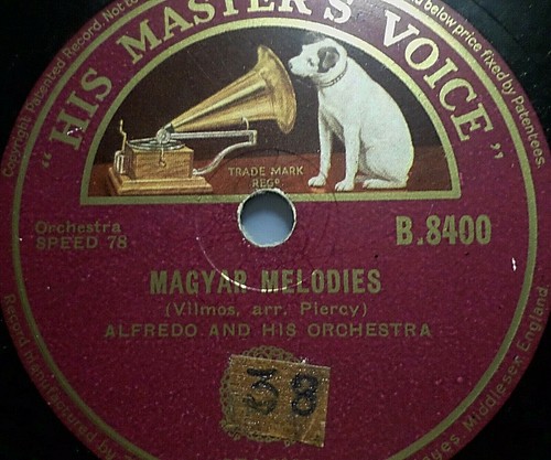 ALFREDO & HIS ORCHESTRA "Magyar Melodías / Wedding Dance" HMV 1936 78 rpm 10" - Imagen 1 de 2