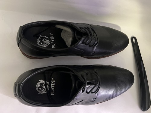 Platini Men's Sz9 Black Closed Toe Lace-Up Low Block Heel Dress Shoes. NIB. - Picture 7 of 9