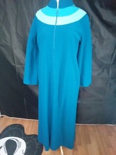 Vassarette Vintage 60's Robe House Coat Medium Velour Pockets Blue EUC