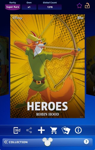 Topps Disney Collect 2024 5th Anniversary Gold Heroes - Robin Hood - Picture 1 of 2