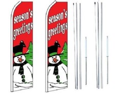 Season's Greetings Swooper Flag with Complete Hybrid Pole set - Pack of 2